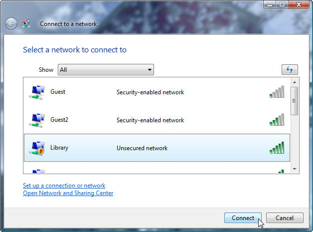 Connect to a netowrk