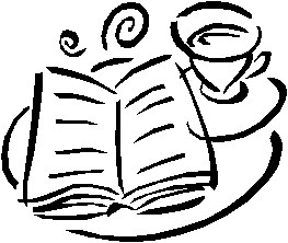 Book and steaming coffee