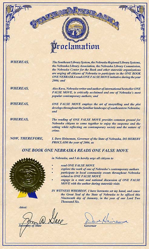 One Book One Nebraska Proclamation